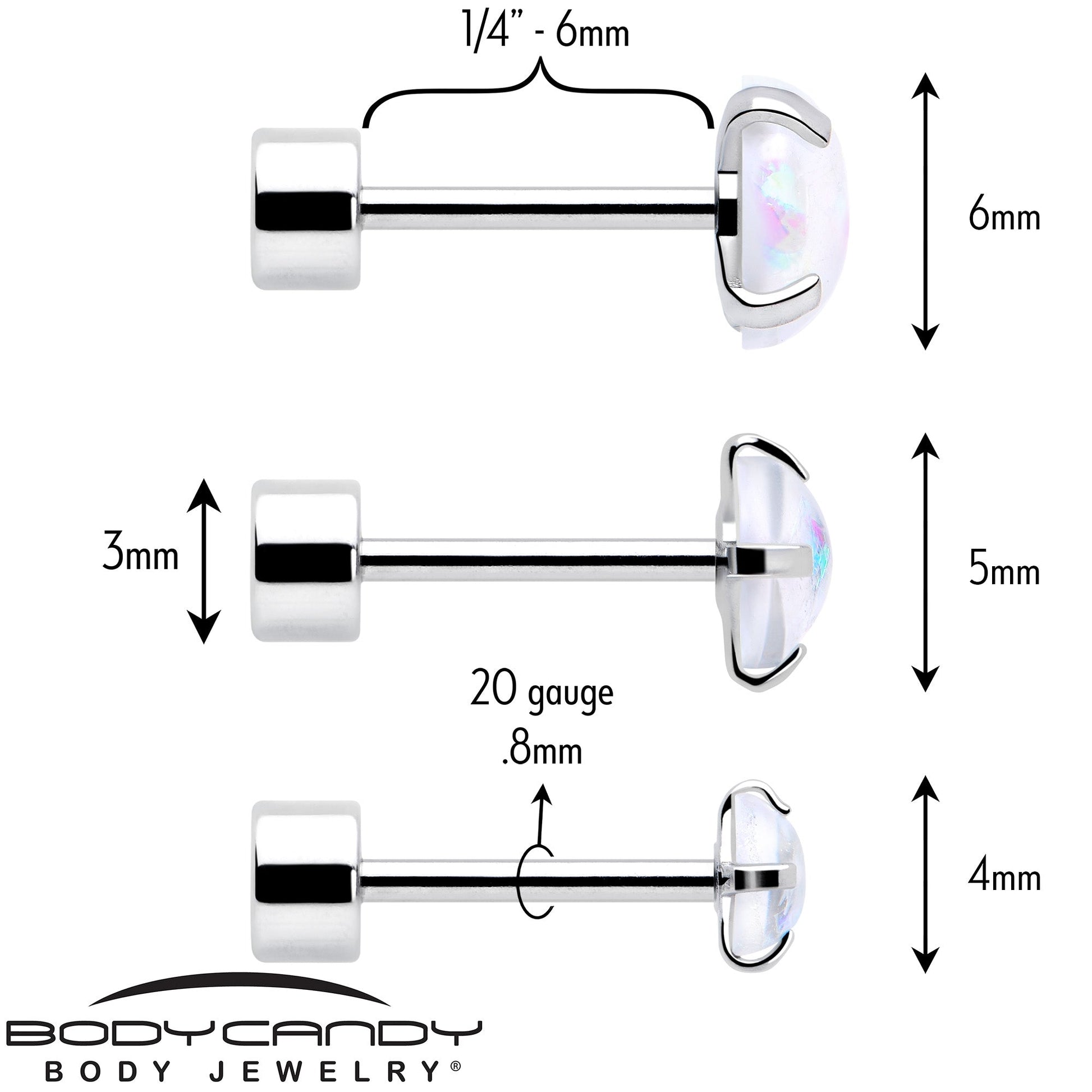 White Synthetic Opal Flat Back Stud Earrings - 3 Pairs - - EARRING Flat Back