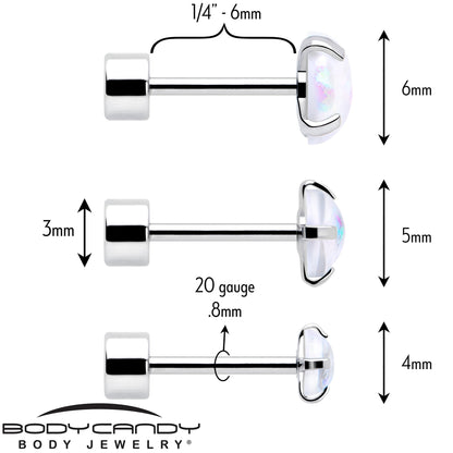 White Synthetic Opal Flat Back Stud Earrings - 3 Pairs - - EARRING Flat Back