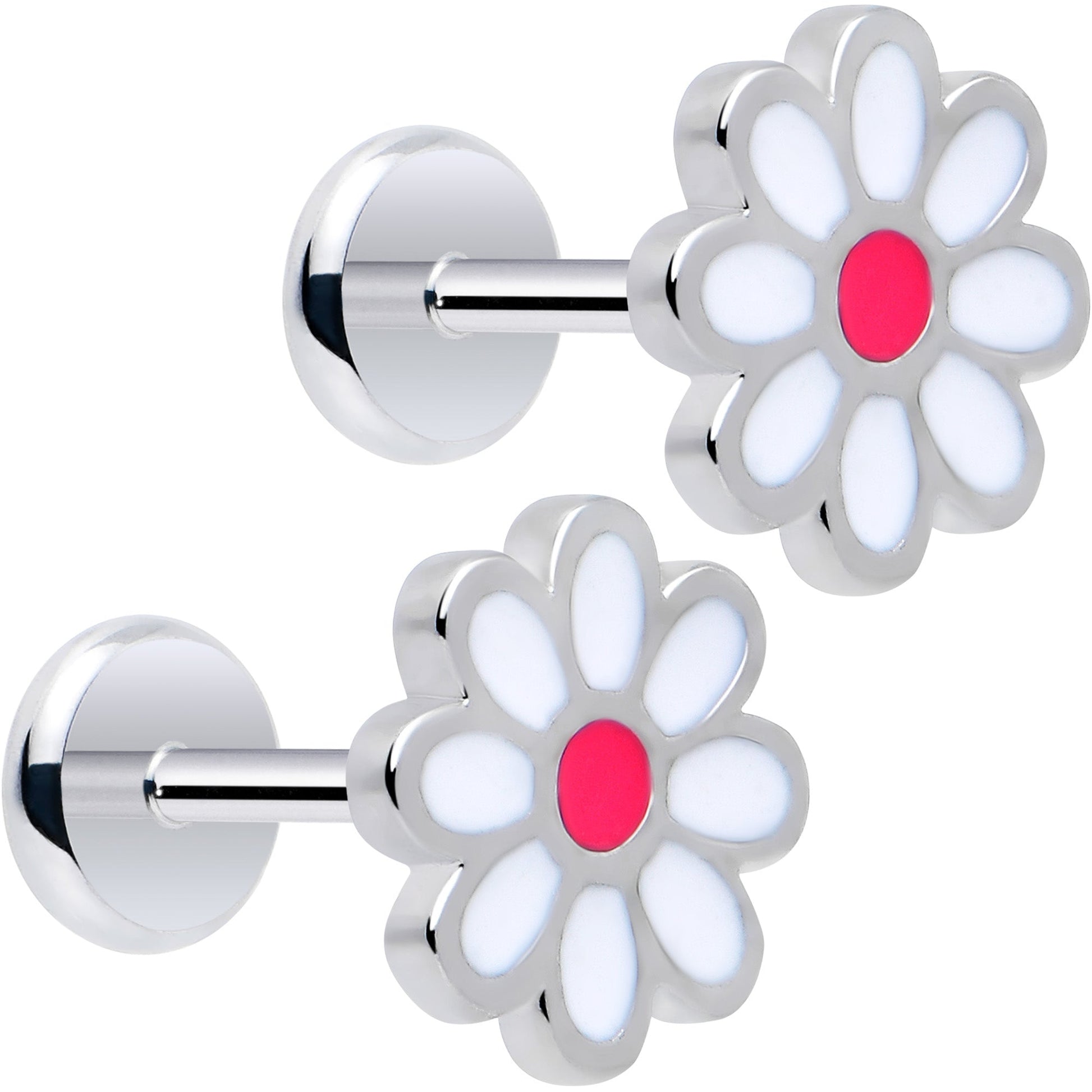 Daisy Flower Flat Back Stud Earrings - 1 Pair - - EARRING Flat Back