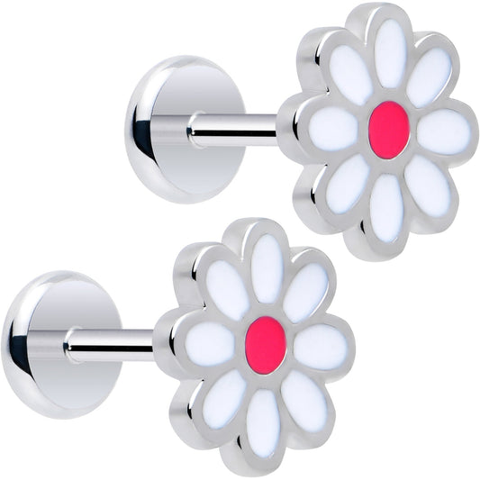 Daisy Flower Flat Back Stud Earrings - 1 Pair - - EARRING Flat Back