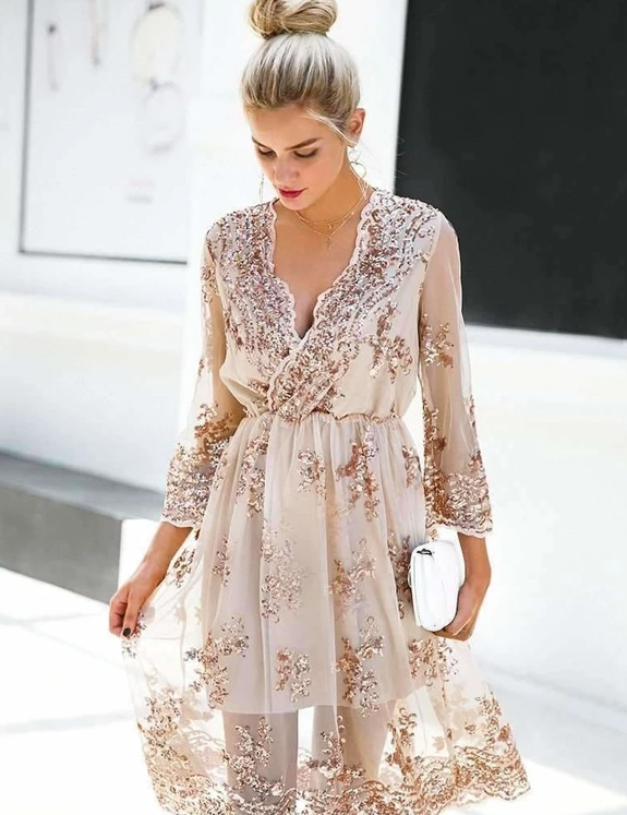 Sparkle Sequin Evening Dress - - dress