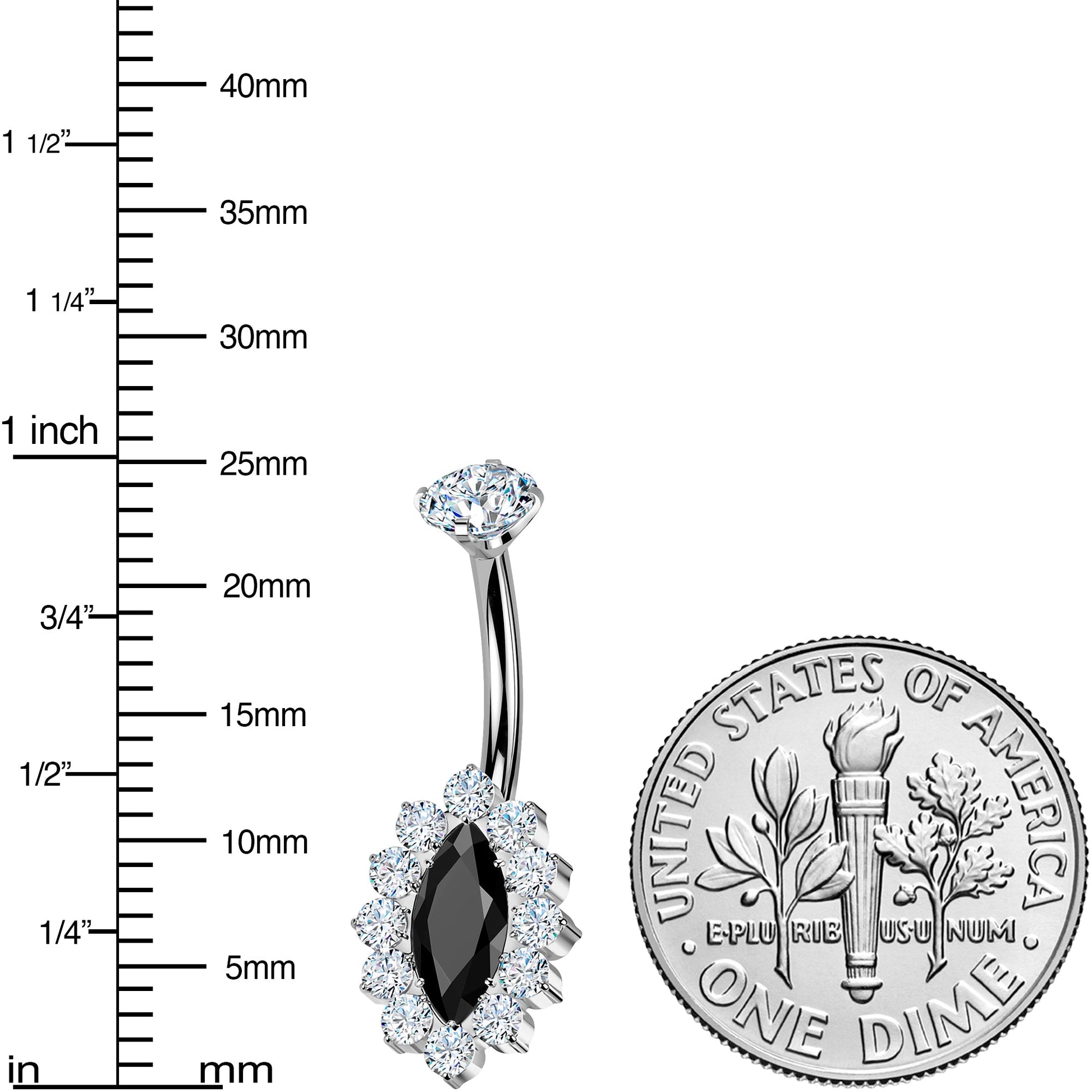Implant Grade Titanium Internally Threaded Firey Oval Belly Ring - - BELLY RING