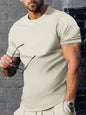 Men's Plus Size Solid Color Casual T-Shirt - Apricot -