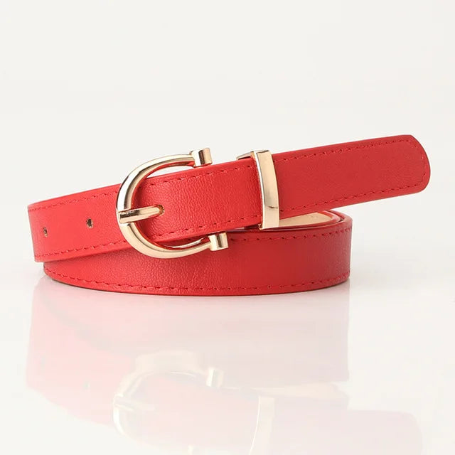 PU Leather Simple Metal Buckle Belt