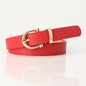 PU Leather Simple Metal Buckle Belt Red