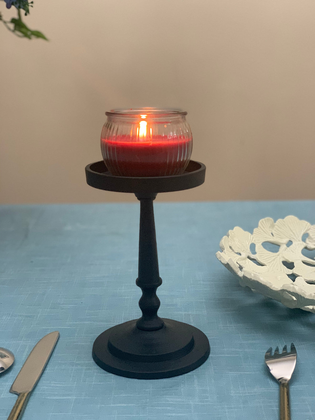 Vibhsa Pillar Candle Holder - Matte Black (7"H) - - Candle Holder