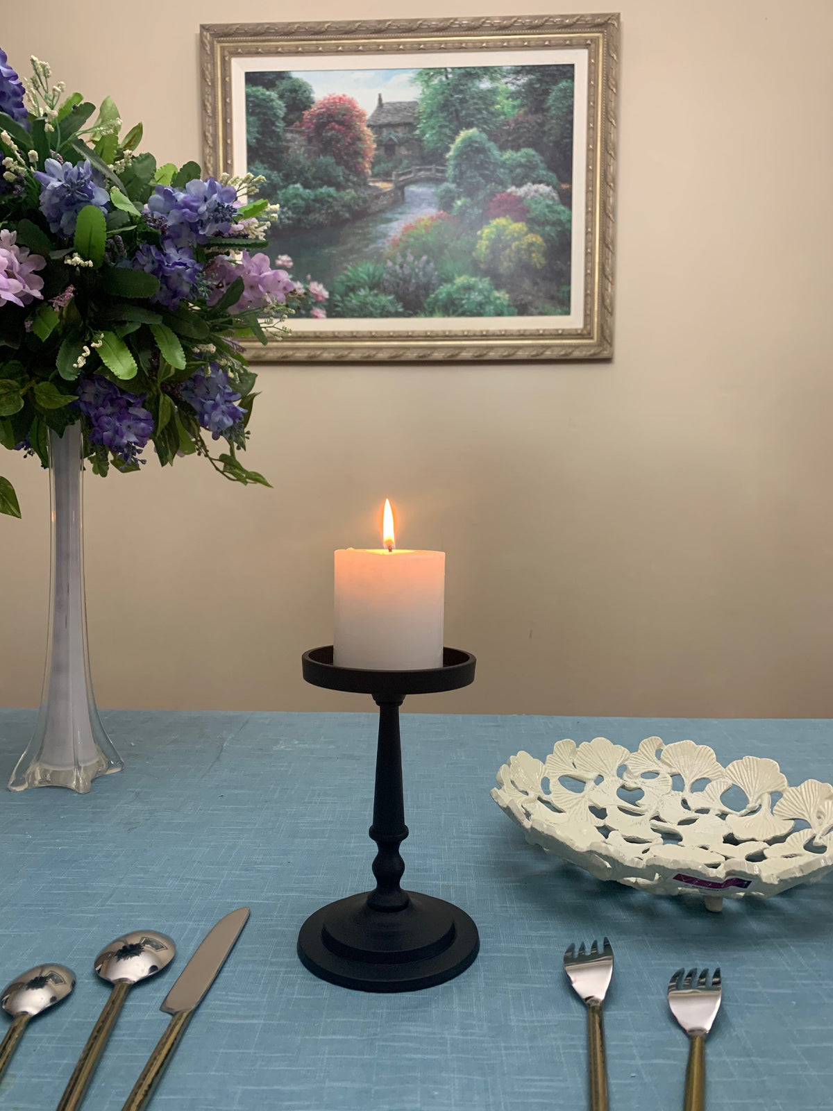 Vibhsa Pillar Candle Holder - Matte Black (7"H) - - Candle Holder