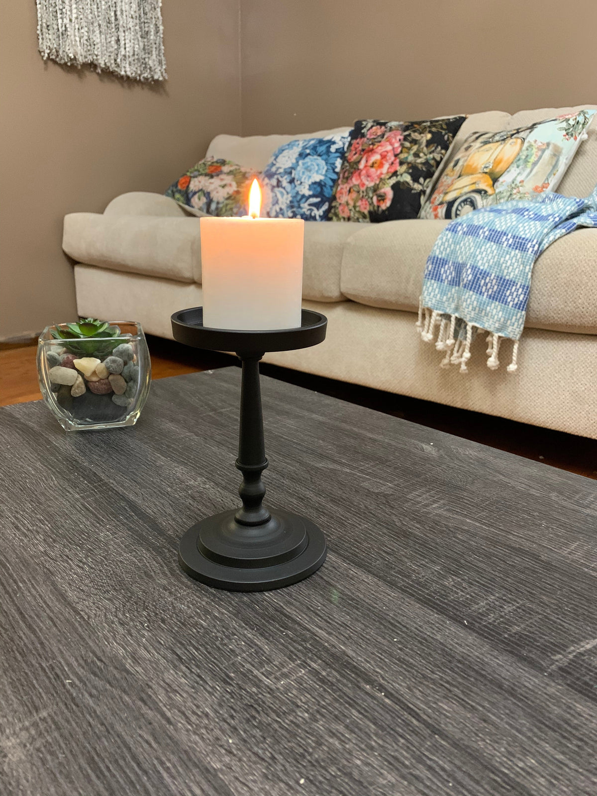 Vibhsa Pillar Candle Holder - Matte Black (7"H) - - Candle Holder