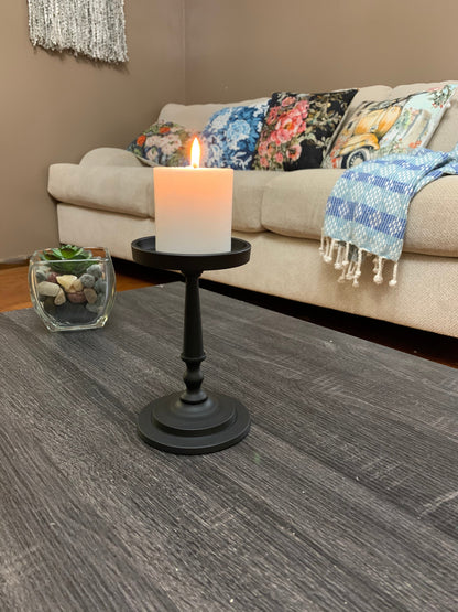 Vibhsa Pillar Candle Holder - Matte Black (7"H) - - Candle Holder