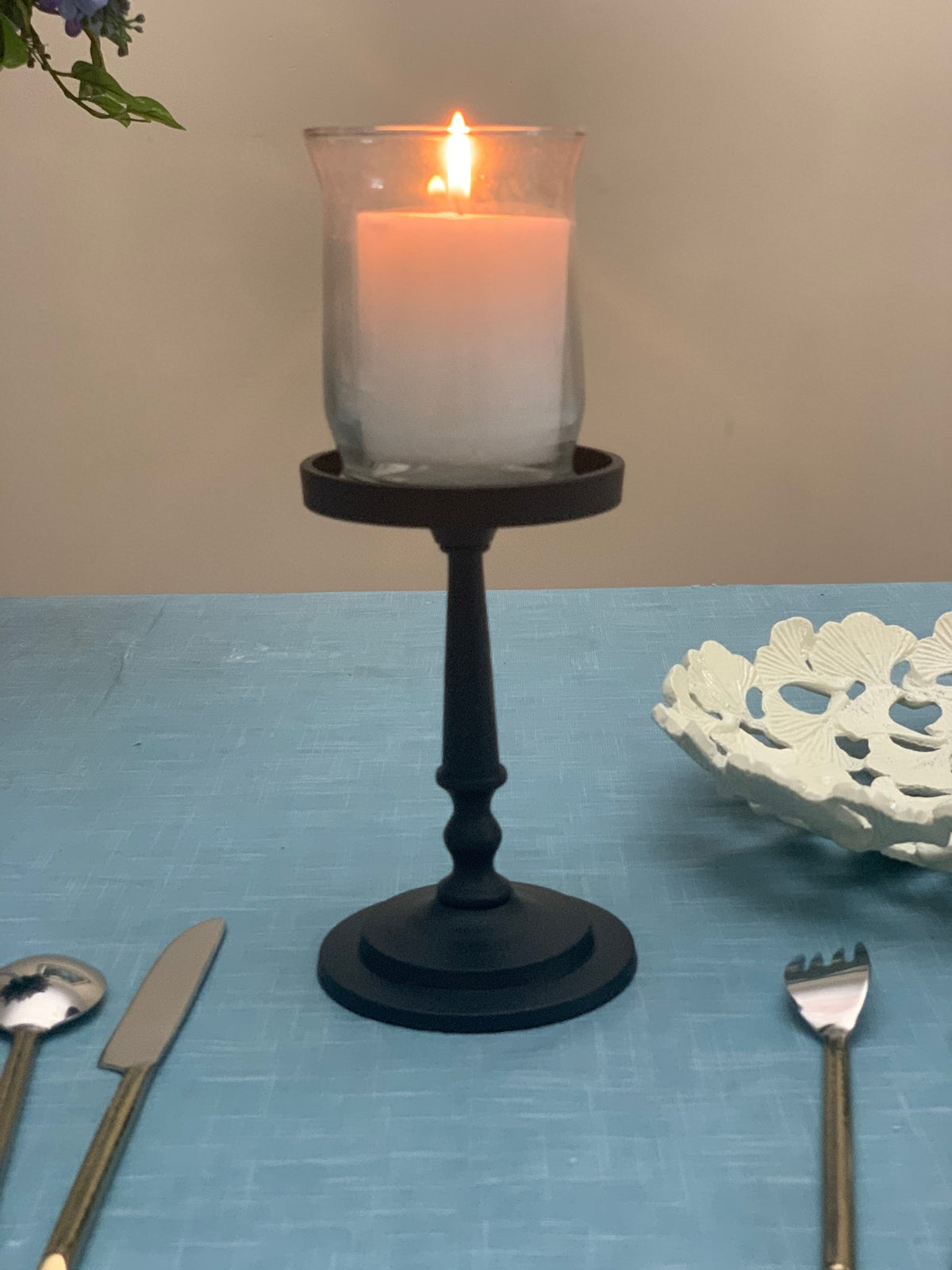 Vibhsa Pillar Candle Holder - Matte Black (7"H) - - Candle Holder
