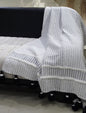 Hand loom Woven Textured Throw Black & Off White - - Home Furnishings