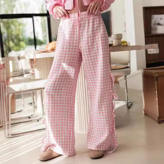 Loose Side Lace-up Casual Pants - - pants