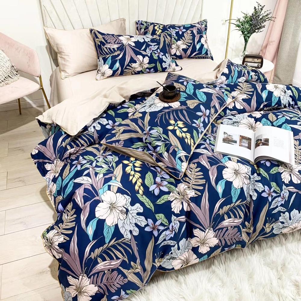 Floral 100% 60s Cotton Reactive Printing Bedding Sets With Flowers