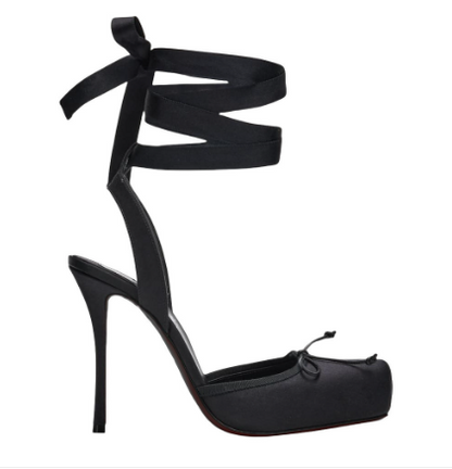 Pig Nose Bow Stiletto Sandals