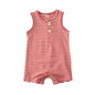 Baby Striped Romper: Sleeveless Summer Outfit Pink 12M