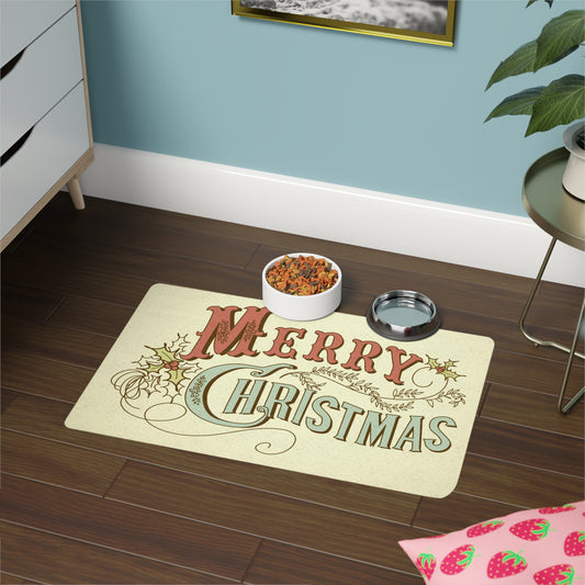 Merry Christmas Pet Food Mat (12x18)