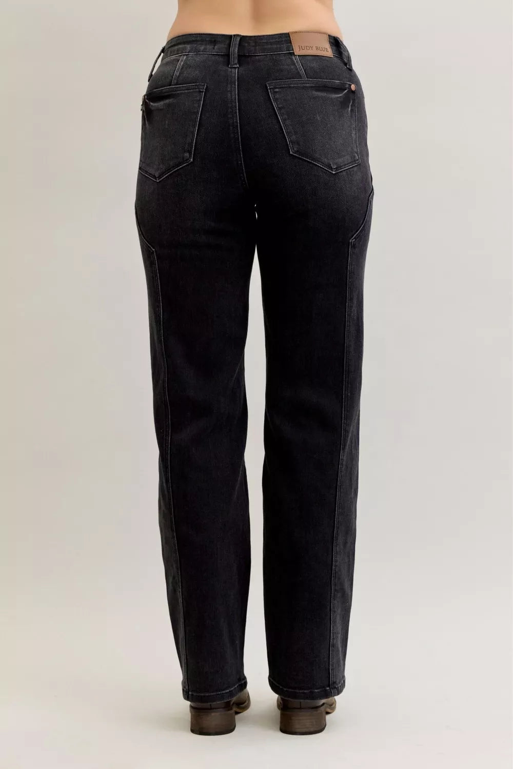 Judy Blue Mid Rise Western Seam Detail Straight Leg Jeans - - jeans