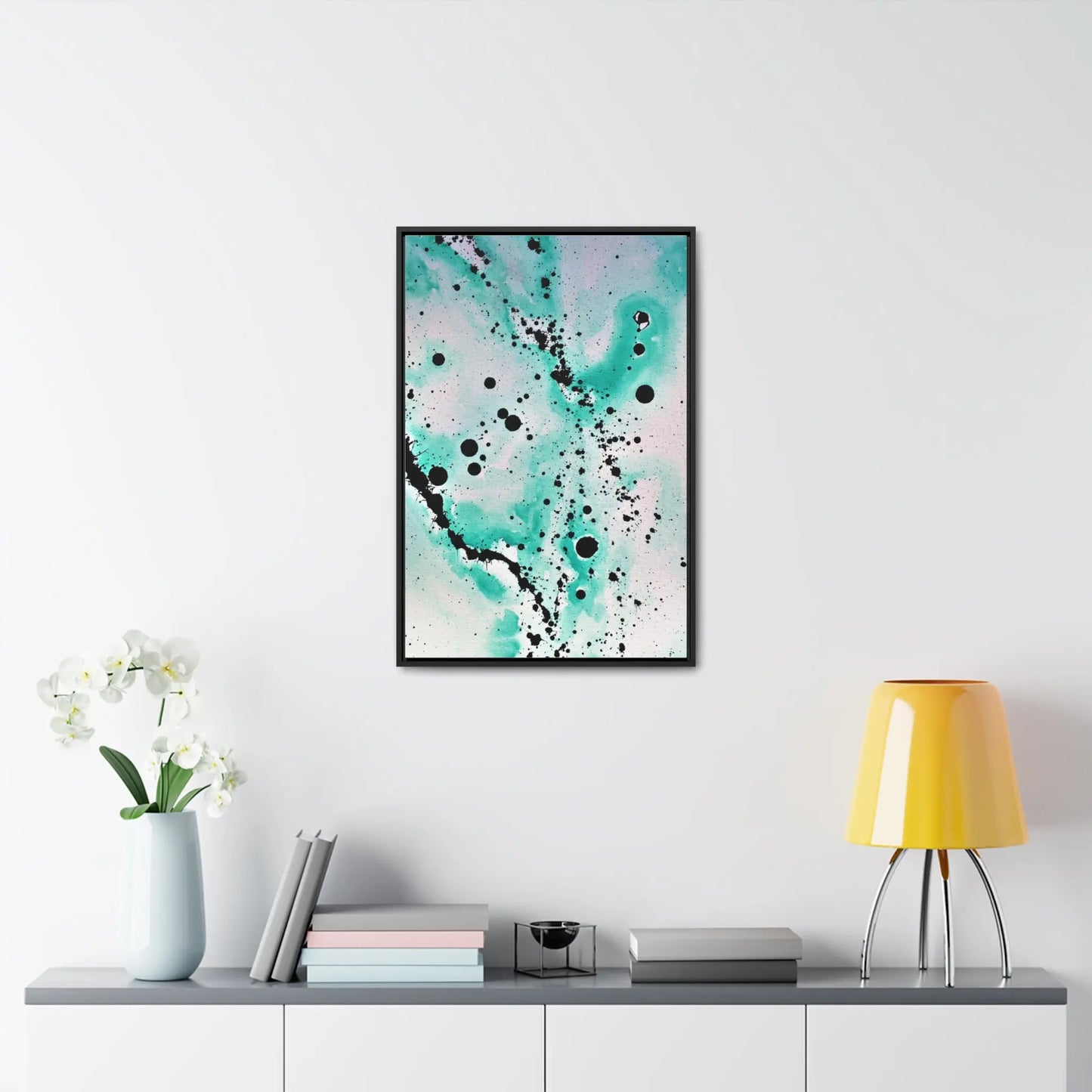 Teal Burst Gallery Canvas Wraps, Vertical Frame