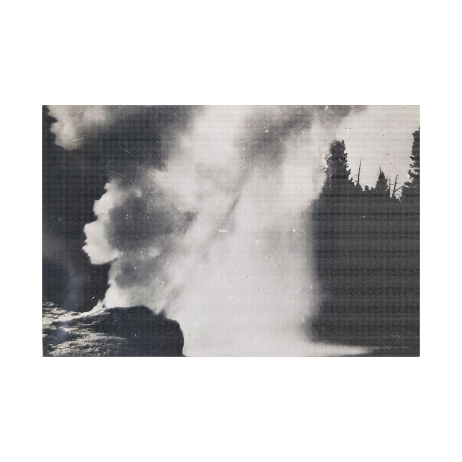 Riverside Geyser Yellowstone Satin Canvas Stretched