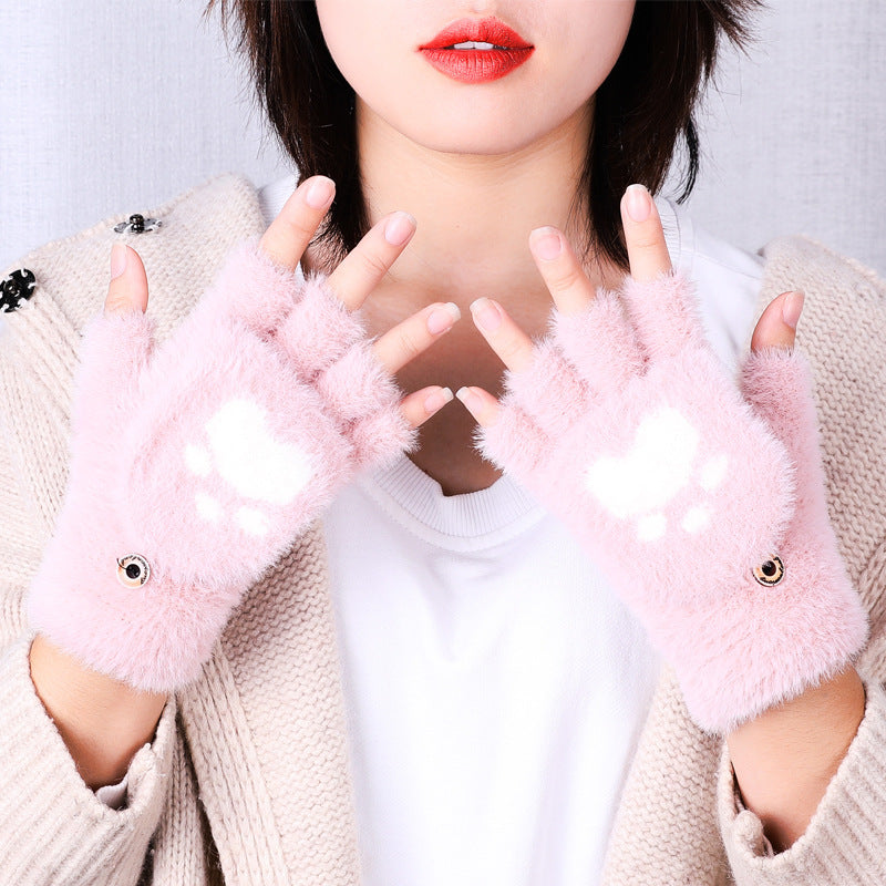 Winter Cat Claw Knit Gloves - - gloves