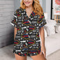 Baha Ranch Viva Las Vegas Western Satin Ruffle Pajama Set - - Pajama Sets