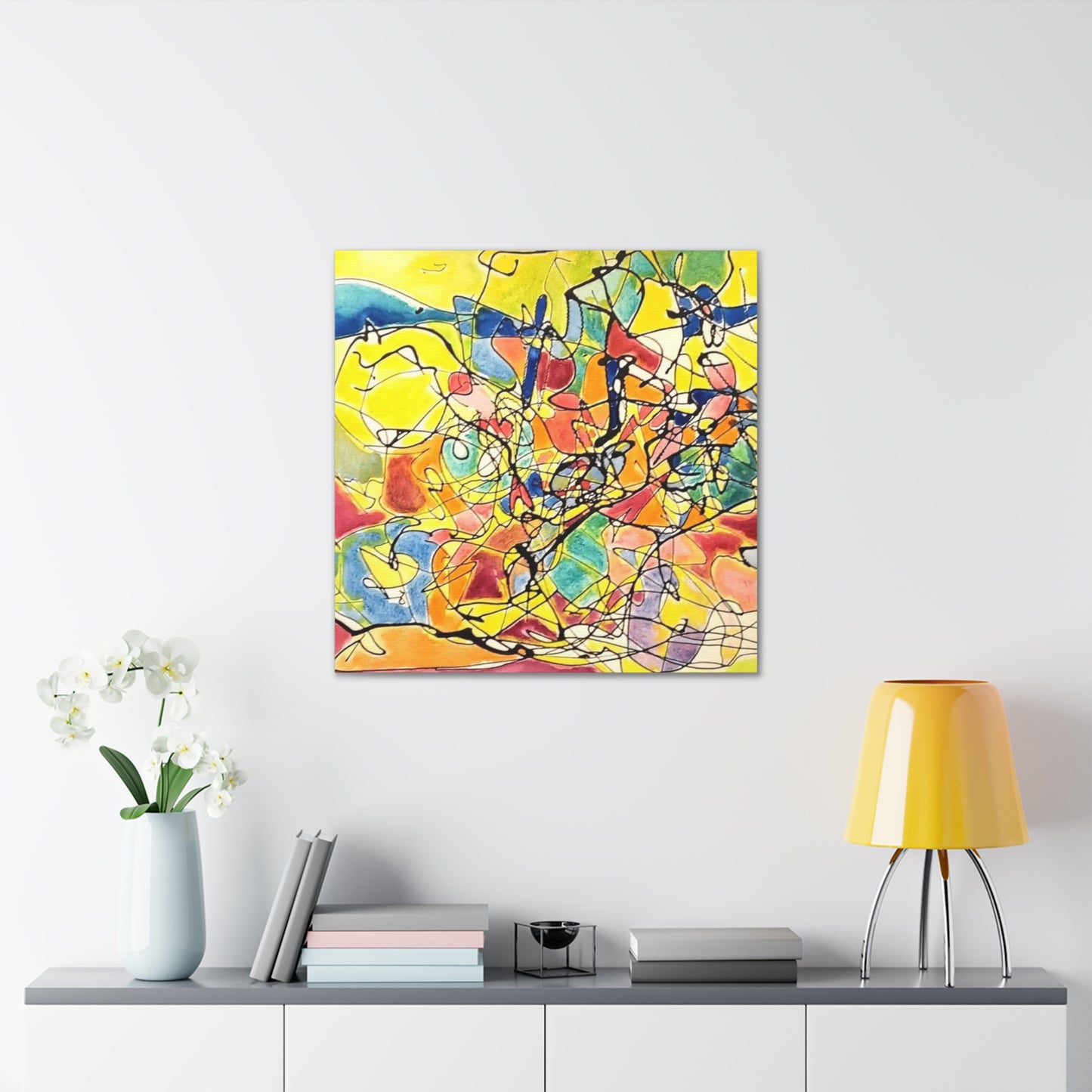 Yellow Abstract Canvas Gallery Wraps 30″ x 30″ 1.25"