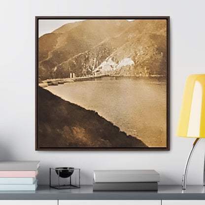 Morris Dam Lake Gallery Canvas Wraps Square Frame 30″ x 30″ 1.25" Walnut