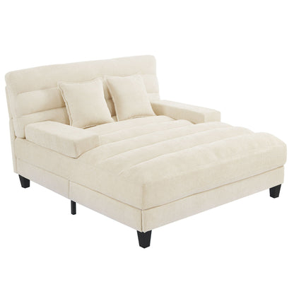 Chaise Bed Lounge Sofa Chair With Adjustable Backrest And LED Light Strip- Unique Piece Furniture- {{Product type}}