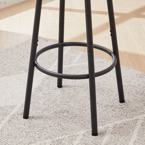 Rustic Brown Round Bar Stool Set with Shelves - - dining set