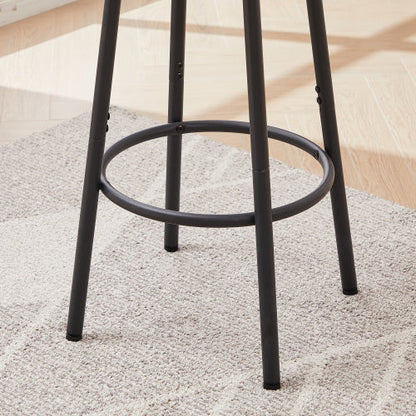 Rustic Brown Round Bar Stool Set with Shelves - - dining set