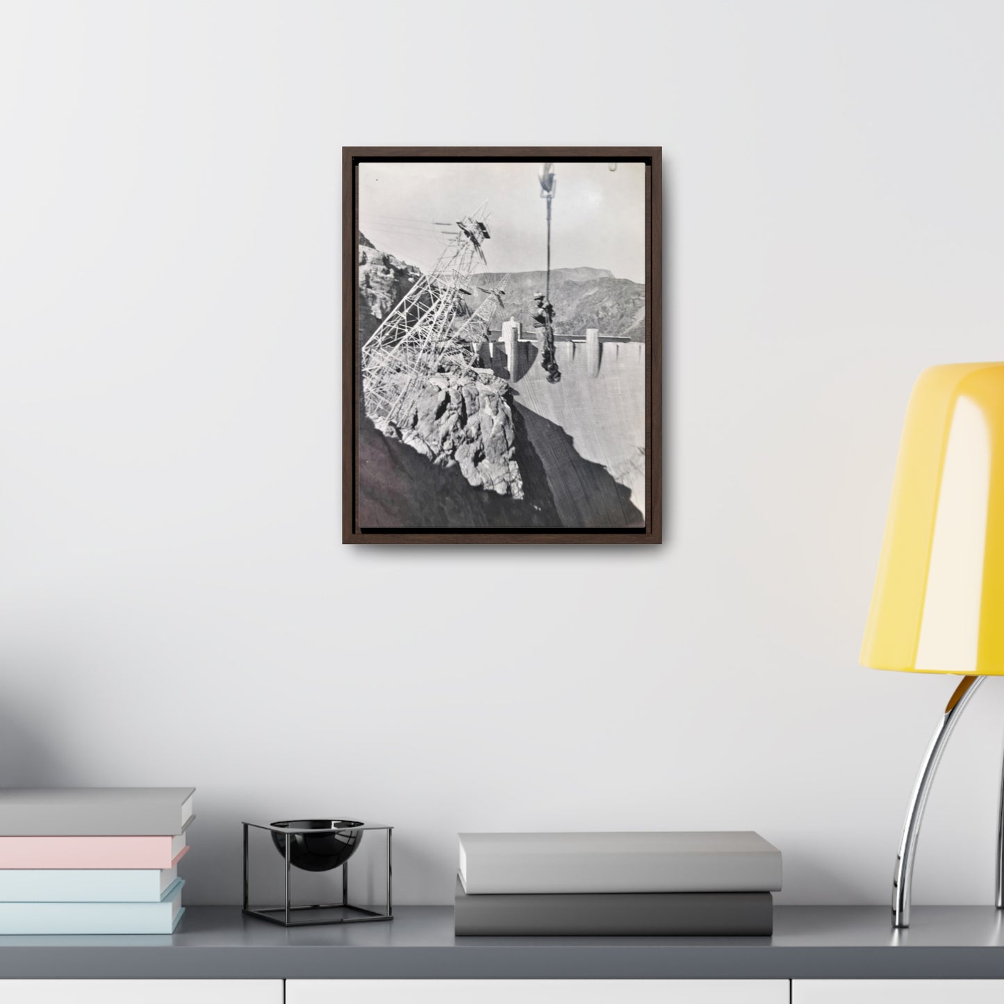 Suspended Boulder Dam Worker Gallery Canvas Wraps, Vertical Frame