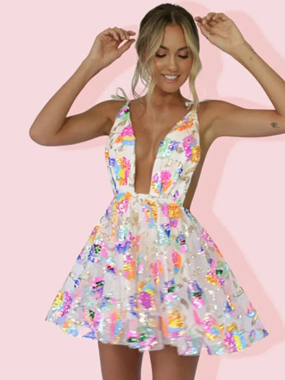 Summer Sequin Dress - - dress