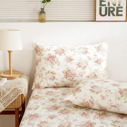 DaDa Bedding Hint of Mint Floral Cotton Fitted Sheet Set - - Sheet Sets