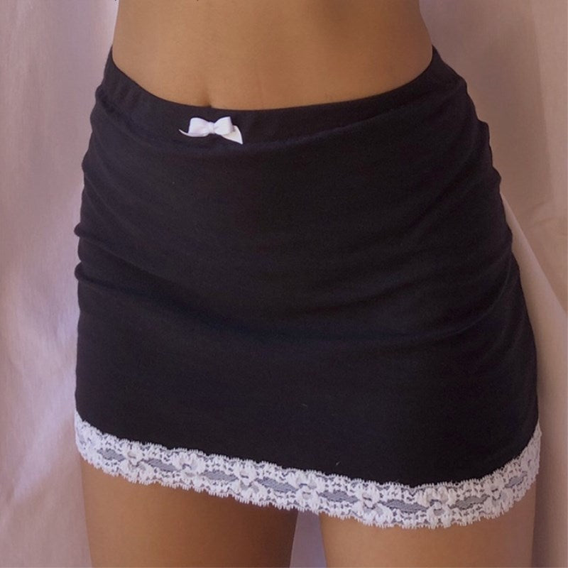 Retro High Waist Mini Skirt - black - skirt