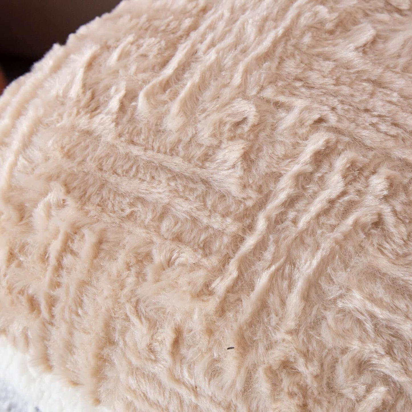 DaDa Bedding Heart Pillows Decorative Throw Pillows - Neutral Champagne Beige Heart Shaped Throw Toss Lap Fluffy Faux Fur Sherpa Pillows (16x14)- DaDalogy Bedding Collection- {{Product type}}