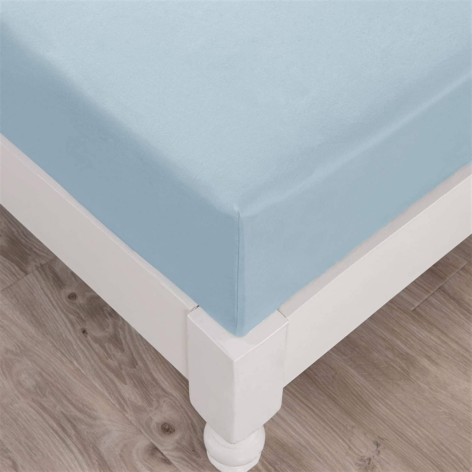 DaDa Bedding Cotton Soothing Light Sky Blue Fitted Sheet (JHW-604) - - Bed Sheet