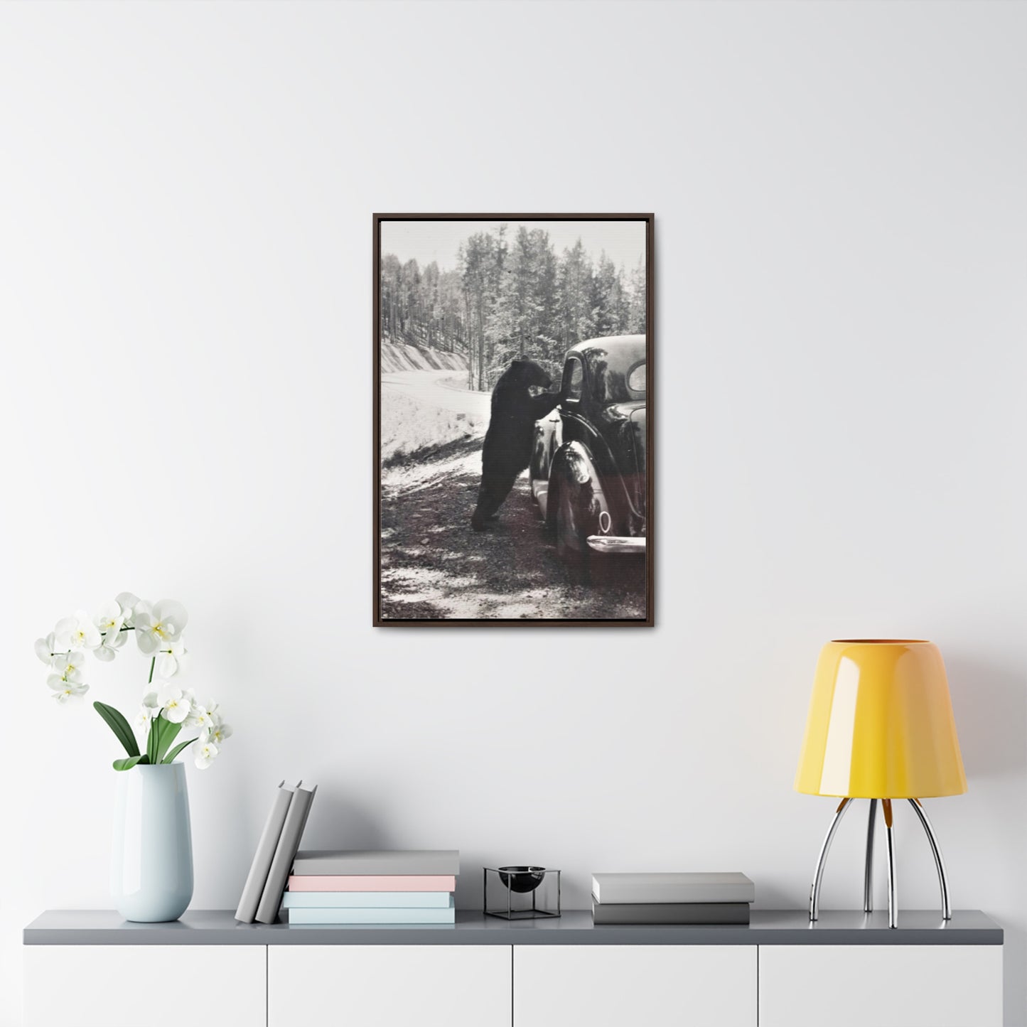 Yellowstone Bear Car Gallery Canvas Wraps, Vertical Frame