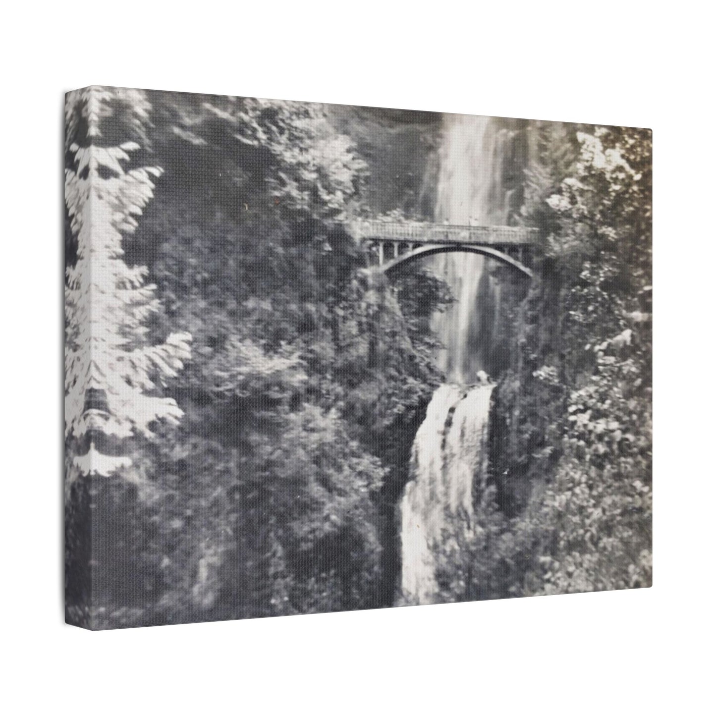 Multnomah Falls Oregon Satin Canvas, Stretched