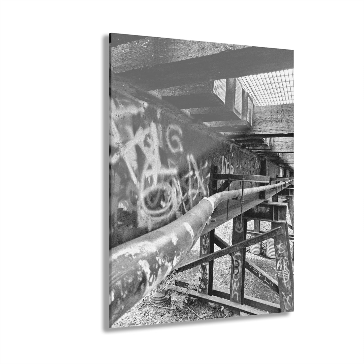 Black & White Urban Graffiti Acrylic Print — Industrial Alley Wall Art French Cleat - - Home Decor
