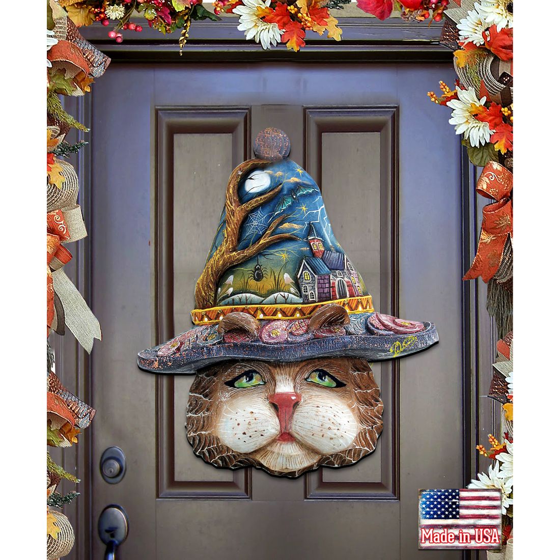 Halloween Eve Cat Halloween Door Decor by G. DeBrekht - Thanksgiving Halloween Decor - 8161039H - - Door Hangers