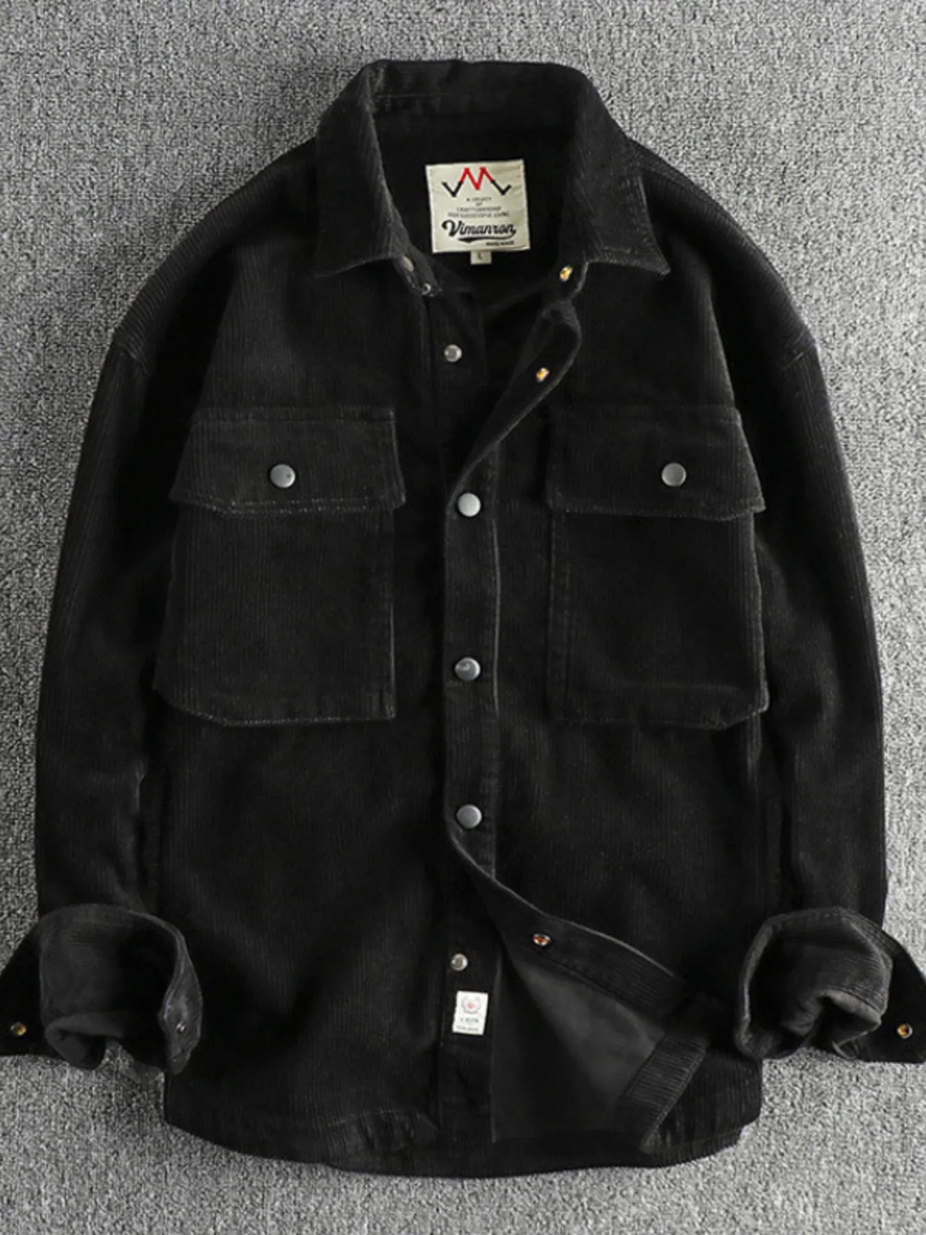 Men's Plus Size Corduroy Button Up Long Sleeve Jacket - -