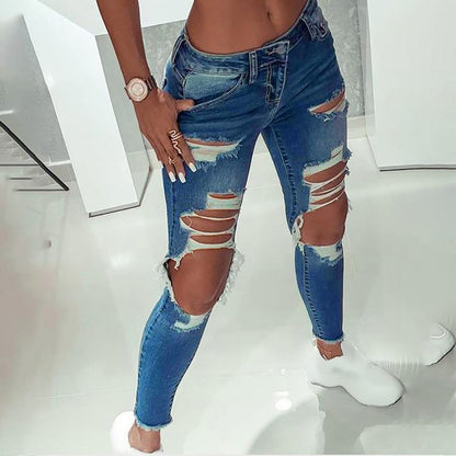 Womens Street Style Ripped Jeans - A Blue L - Women's Fashion - Women's Clothing - Bottoms - Jeans