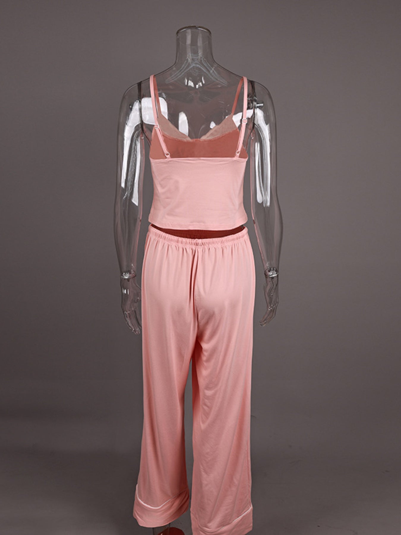 Lace Trim Cami & Pants Lounge Set- Shopimist- {{Product type}}