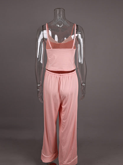 Lace Trim Cami & Pants Lounge Set- Shopimist- {{Product type}}