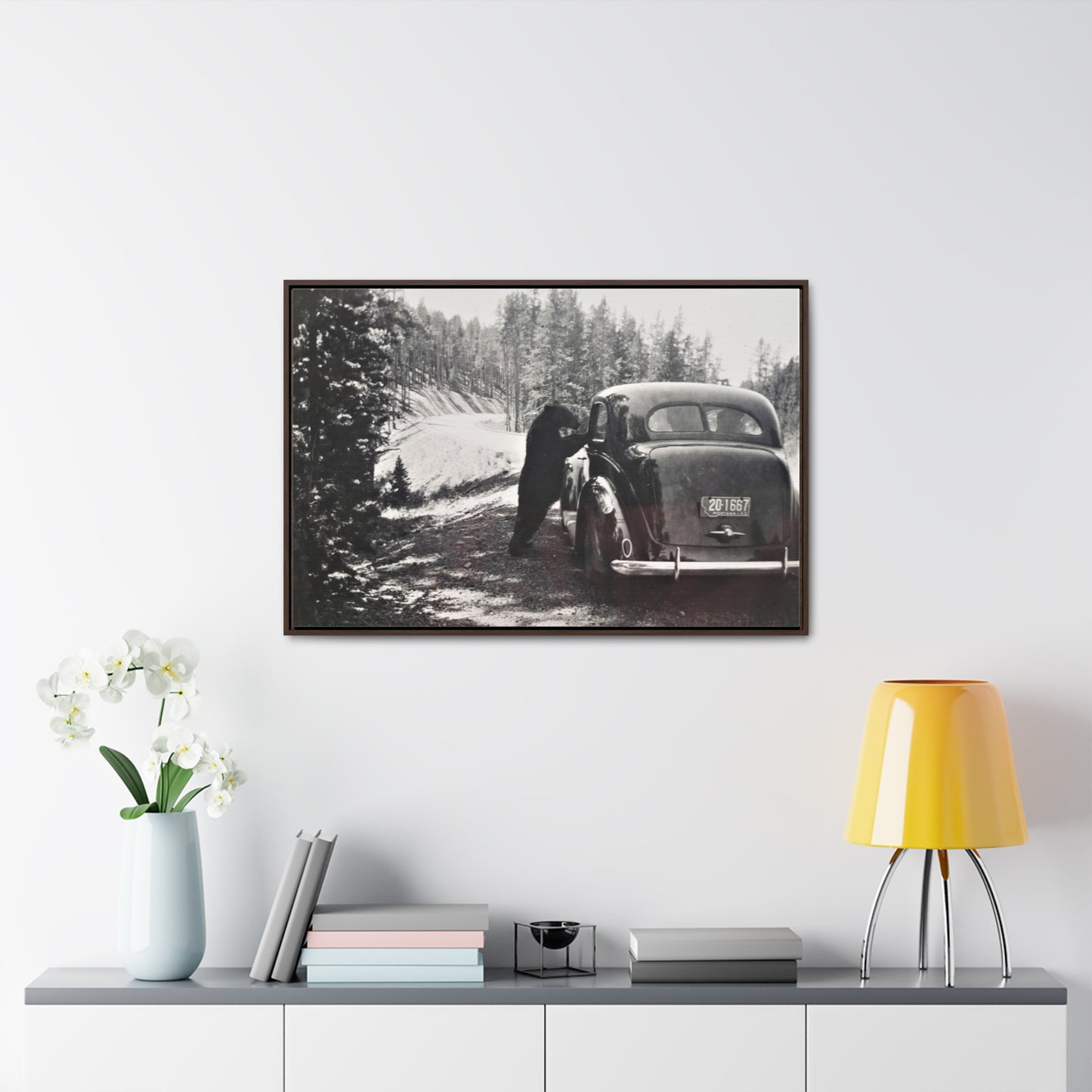 Yellowstone Bear Car Gallery Canvas Wraps, Horizontal Frame