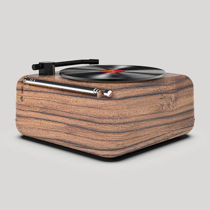 HIFI Bluetooth FM Radio Mini Portable Stereo H3 Retro Vinyl Turntable Speaker brown