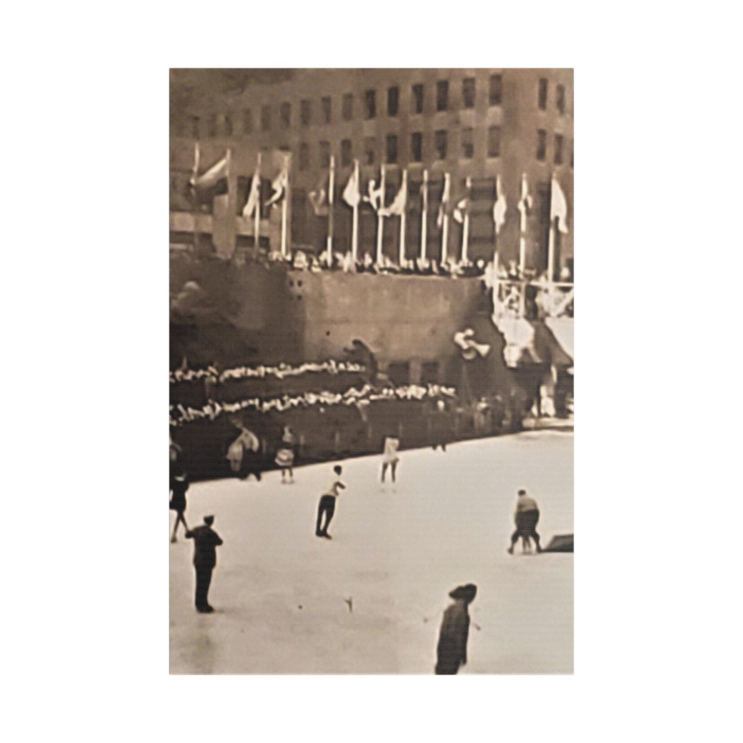 Rockefeller Plaza Easter 1945 Satin Canvas, Stretched