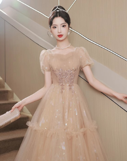 Elegant Summer Fairy Embroidered Dress - Pale pinkish gray - dress