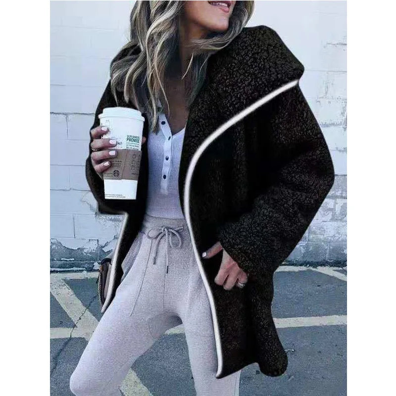 7 Color Women Winter Fleece Fur Fluffy Long Sleeve Hoodie Cardigan Coat Jacket