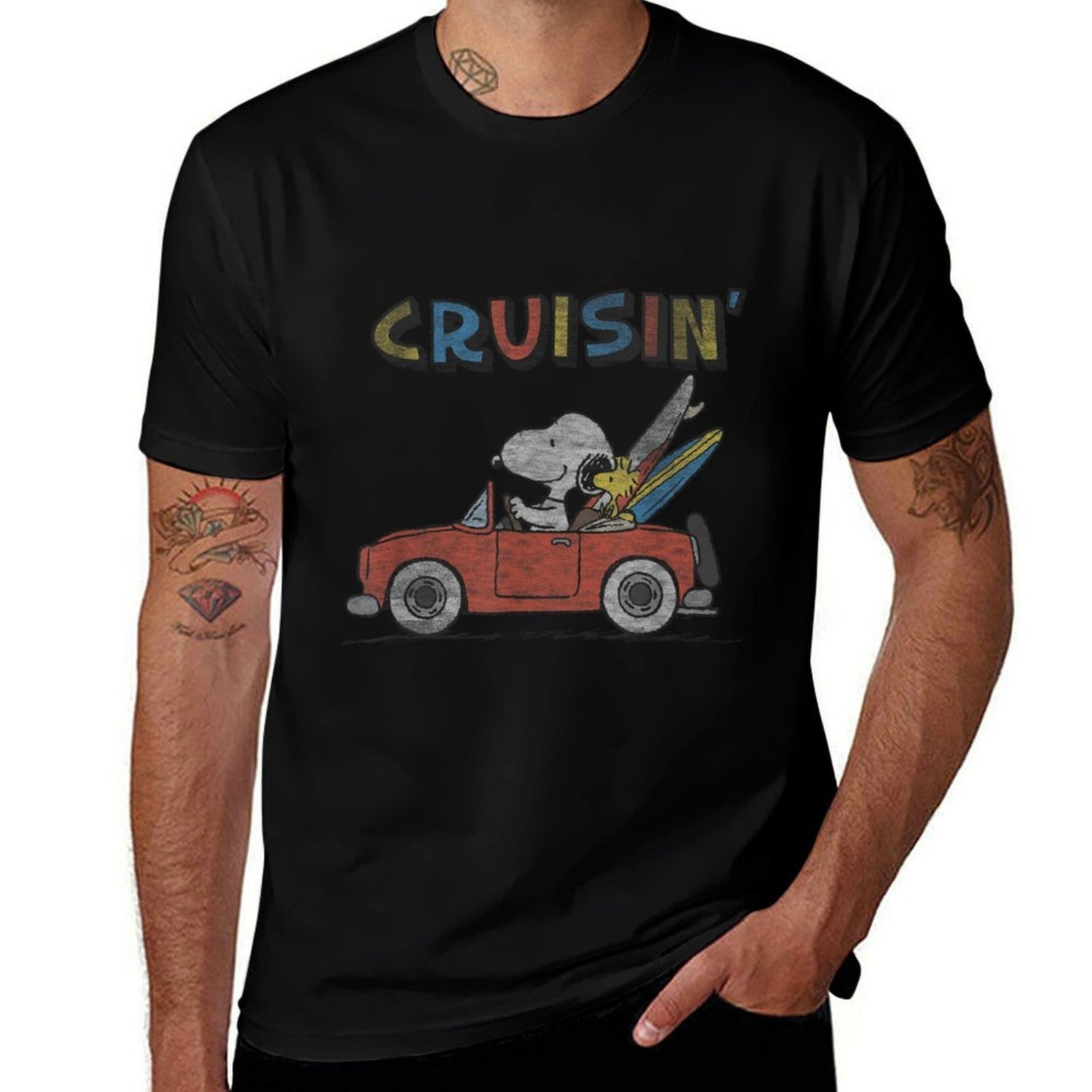 Peanuts Snoopy And Woodstock Cruisin  Soft T-Shirt- Velarayx- {{Product type}}